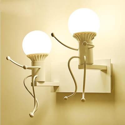 Wrought Iron 2-Light Art Villain Robot Sconce Lamp