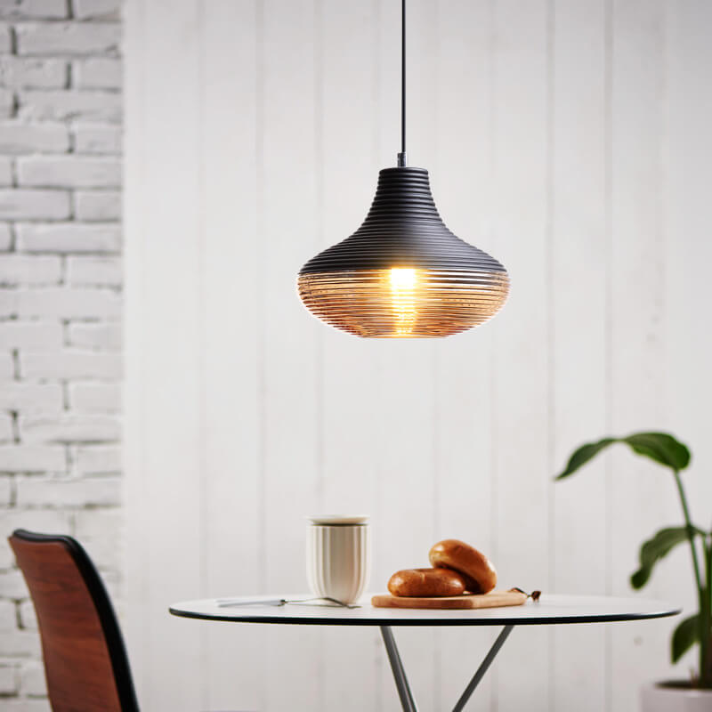Modern Ribbed Glass 1 -Light Pendant Light