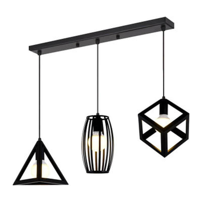 Wrought Iron Openwork 3-Light Geometry Pendant Light 2 Design