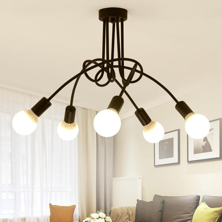 Contemporary Creative Wound Design Iron 5-Light Knotted Chandelier For Living Room