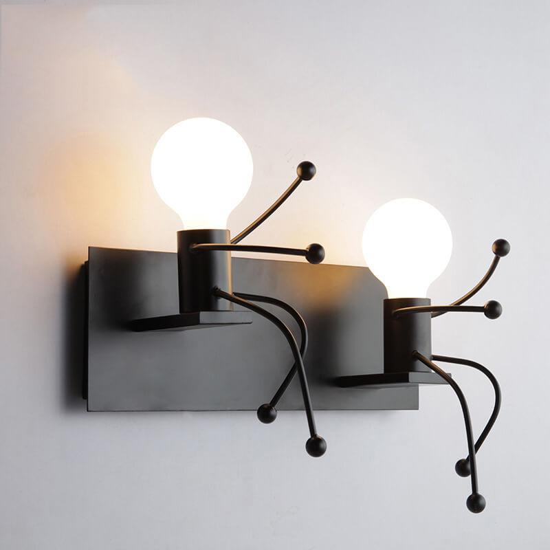 Wrought Iron 2-Light Art Villain Robot Sconce Lamp