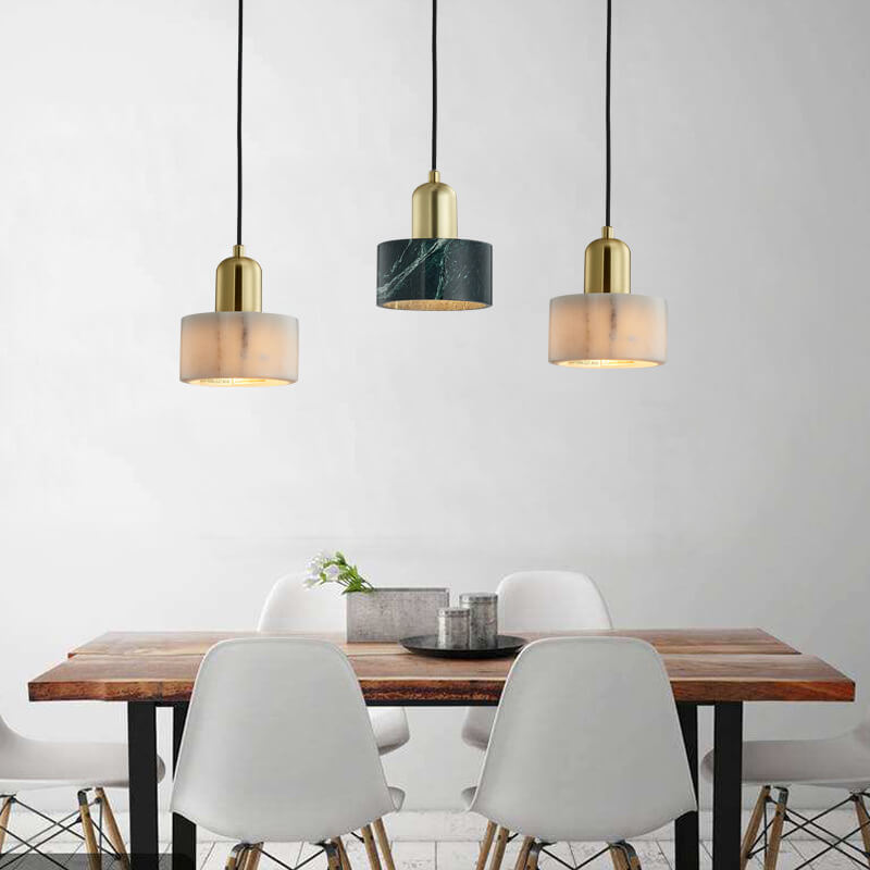 Marble 1-Light Drum Pendant Light