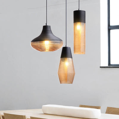 Modern Ribbed Glass 1 -Light Pendant Light