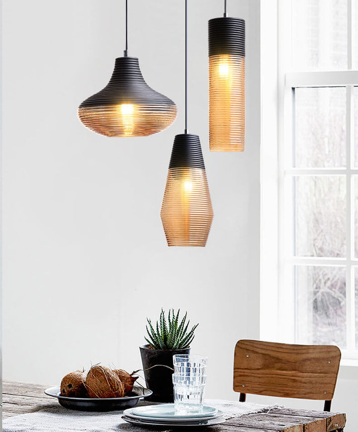 Modern Ribbed Glass 1 -Light Pendant Light