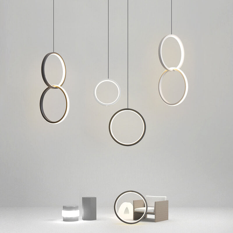 Suspension LED à 1 lumière avec abat-jour en métal de style minimaliste 