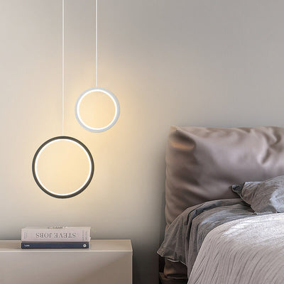 Suspension LED à 1 lumière avec abat-jour en métal de style minimaliste 