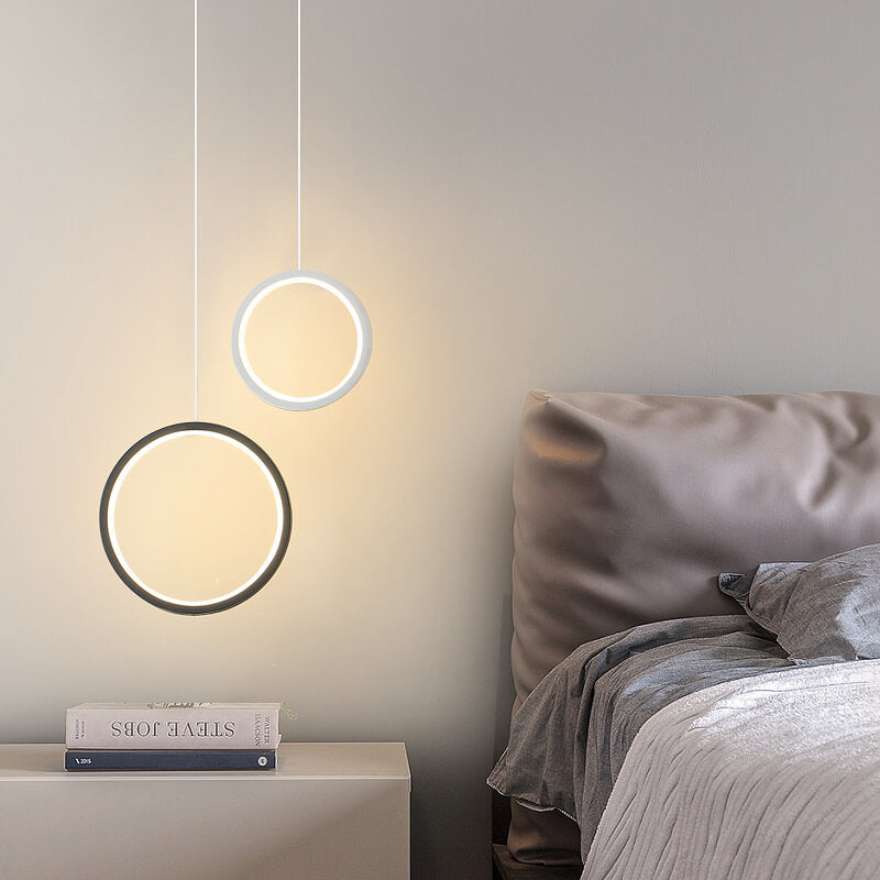 Suspension LED à 1 lumière avec abat-jour en métal de style minimaliste 