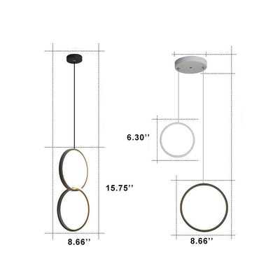Suspension LED à 1 lumière avec abat-jour en métal de style minimaliste 