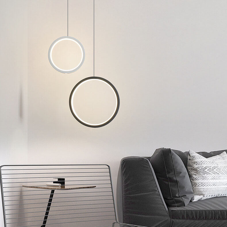 Suspension LED à 1 lumière avec abat-jour en métal de style minimaliste 