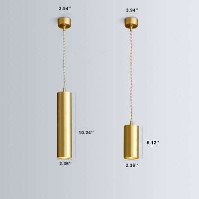 Nordic Brass Cylinder Tube 1-Light Small Pendant Light
