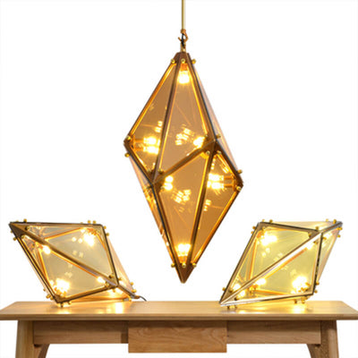 Nordic Diamond-shaped Glass 1-Light LED Pendant Light