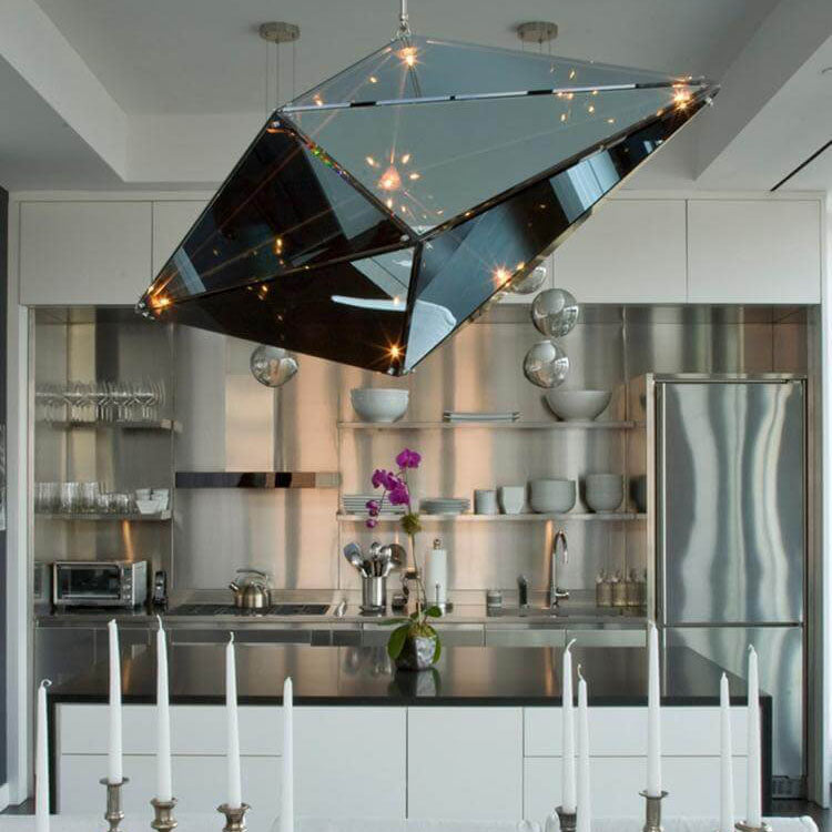 Nordic Diamond-shaped Glass 1-Light LED Pendant Light