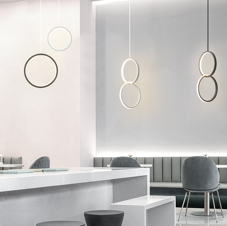 Suspension LED à 1 lumière avec abat-jour en métal de style minimaliste 