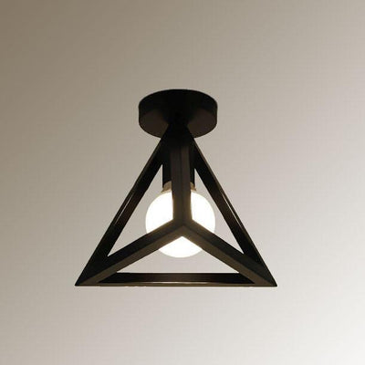 Éclairage semi-encastré avec abat-jour triangles à 1 lumière en fer forgé 
