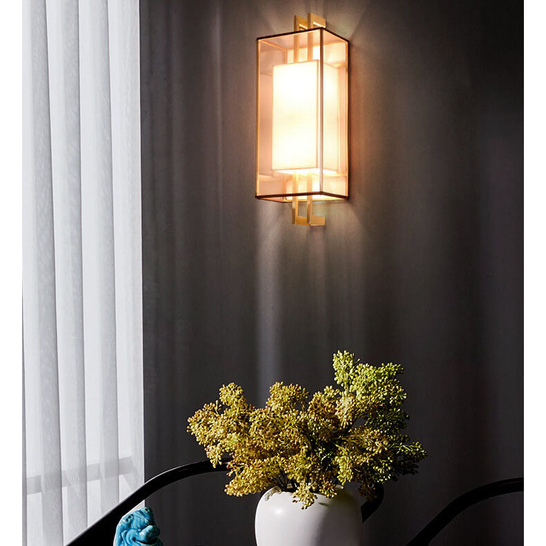 Minimalist Fabric 1-Licht Chinesische Elemente Wandleuchte 