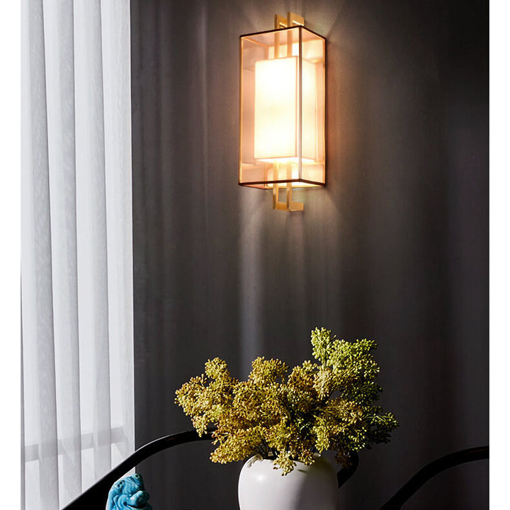 Minimalist Fabric 1-Licht Chinesische Elemente Wandleuchte 