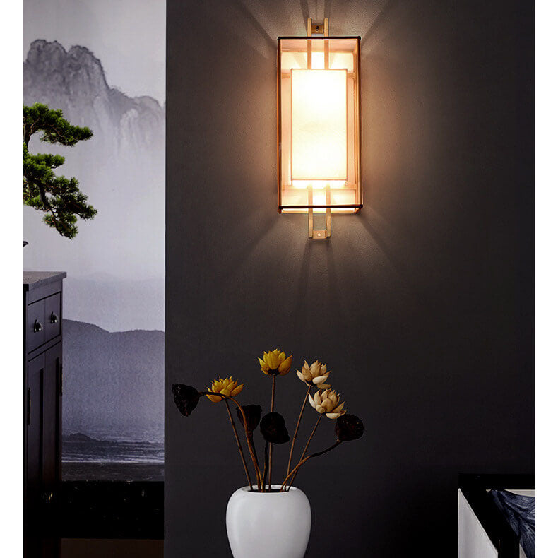 Minimalist Fabric 1-Light Chinese Elements Wall Sconce Lamp