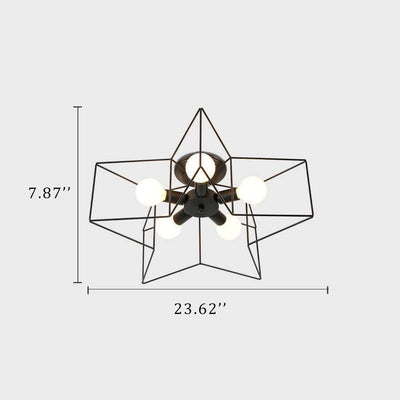 Halbbündige Beleuchtung in Pentagrammform aus Schmiedeeisen mit 5 Leuchten 