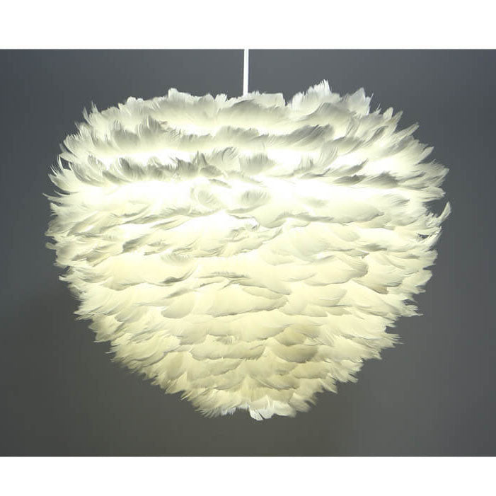 Modern Minimalist Feather Iron 1-Light Heart Shade Pendant Light for Living Room