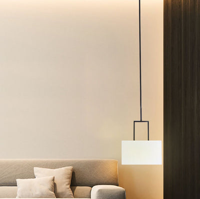 Modern Drum White Linen Shade 1-Light Pendant Light