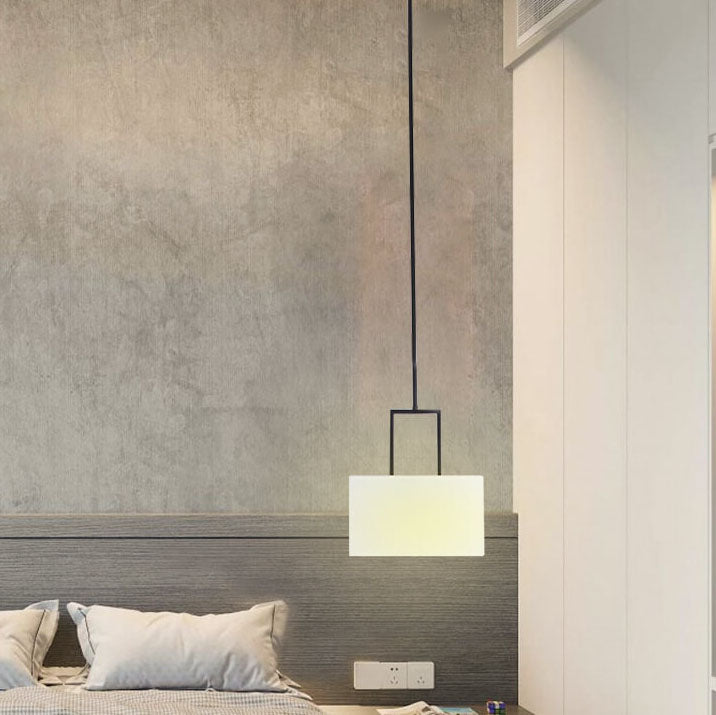 Lámpara colgante de 1 luz con pantalla de lino blanco moderno 