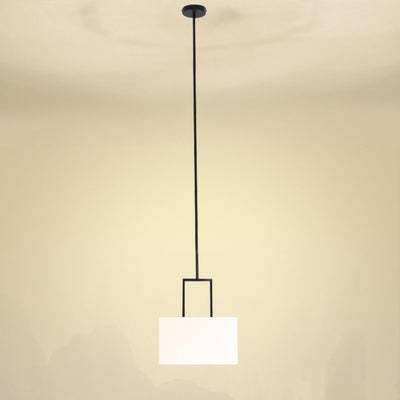 Modern Drum White Linen Shade 1-Light Pendant Light