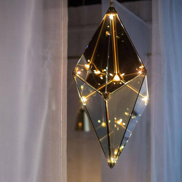 Nordic Diamond-shaped Glass 1-Light LED Pendant Light