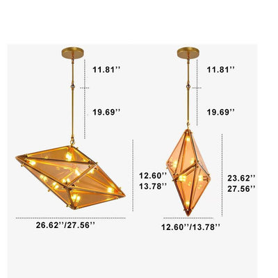 Nordic Diamond-shaped Glass 1-Light LED Pendant Light