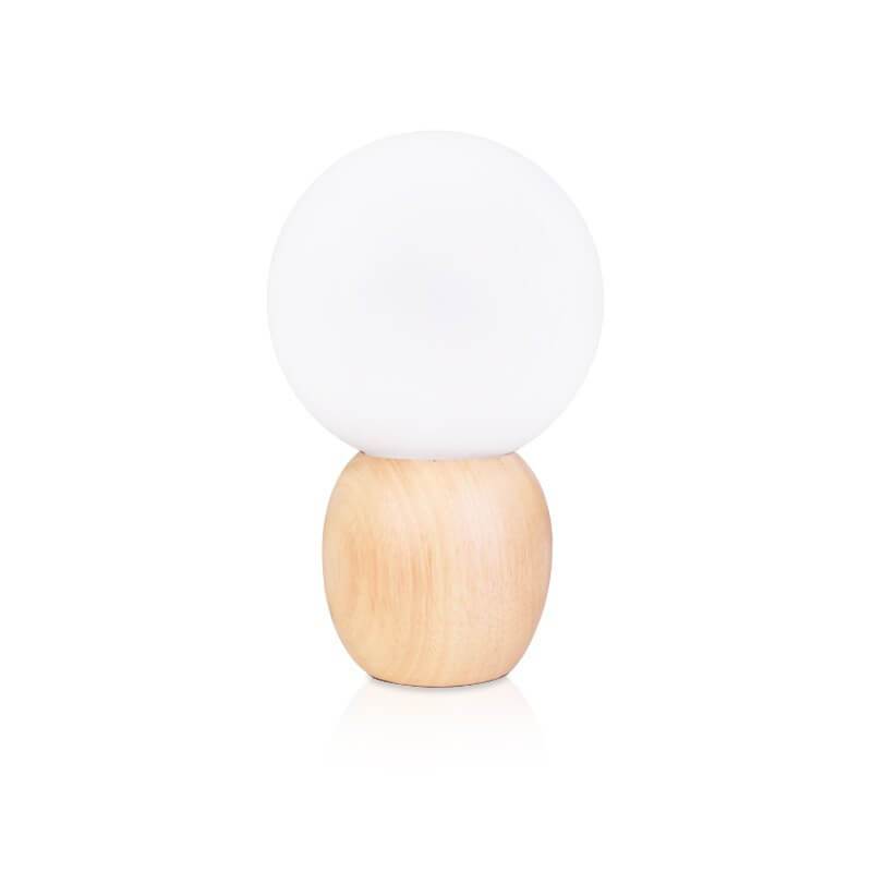 Nordic Massivholz Milchweiß Glas Kugel 1-Licht Tischlampe 