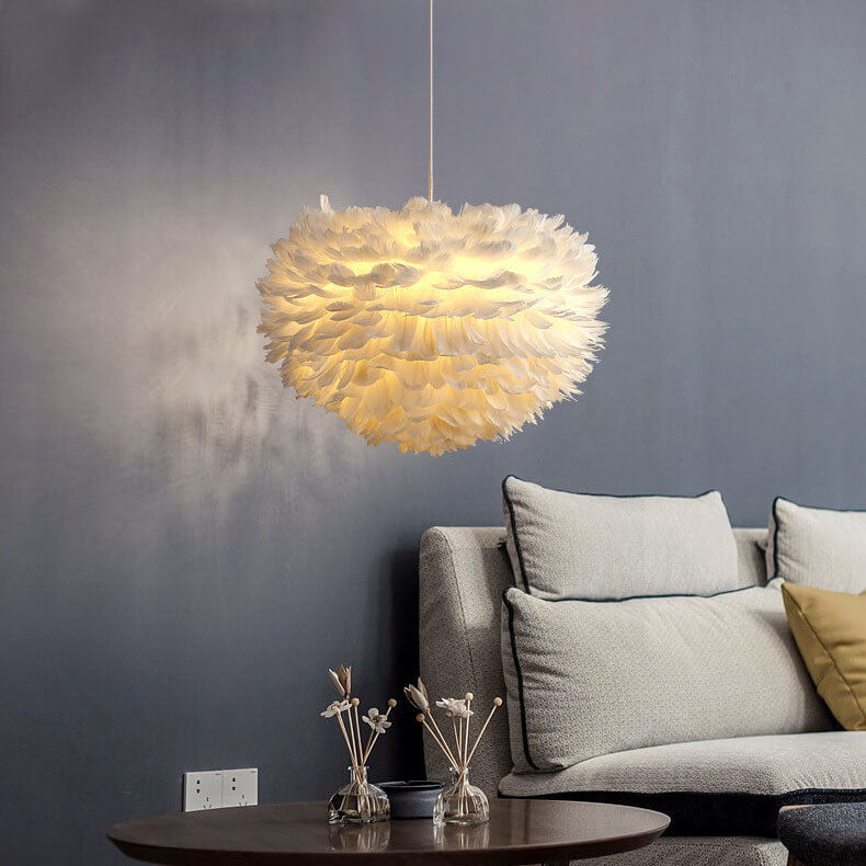 Feather 1-Light Heart Shade Pendant Light