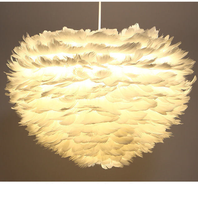 Modern Minimalist Feather Iron 1-Light Heart Shade Pendant Light for Living Room