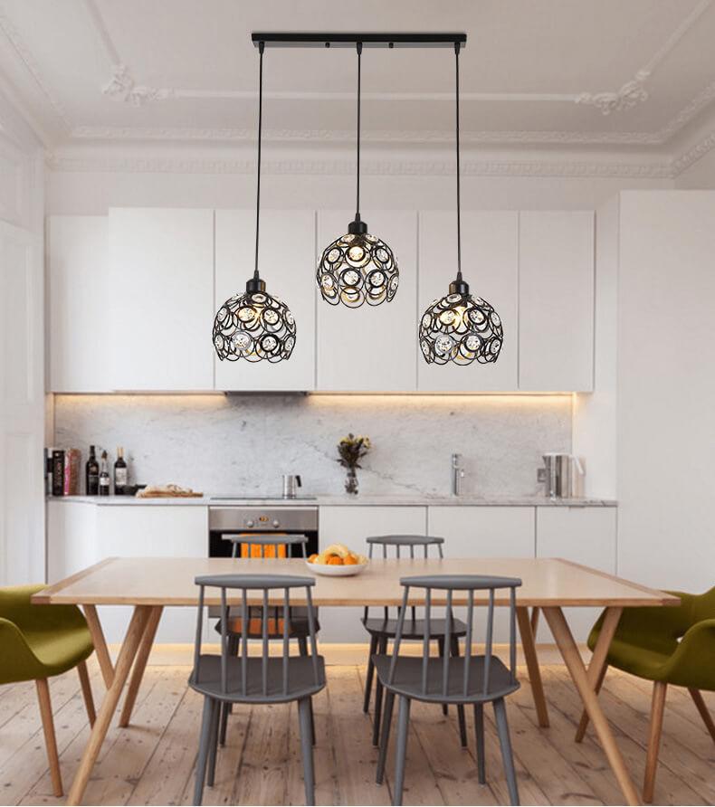 Wrought Iron Crystal Ball 3-Light Chandeliers 2 Design