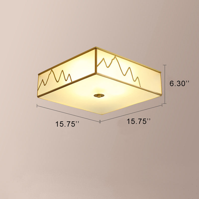 Modern Square 3-Ligth Chinese Elements Flush Mount Lighting