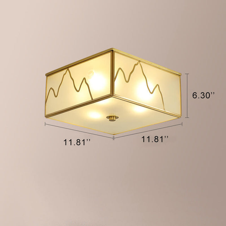 Modern Square 3-Ligth Chinese Elements Flush Mount Lighting