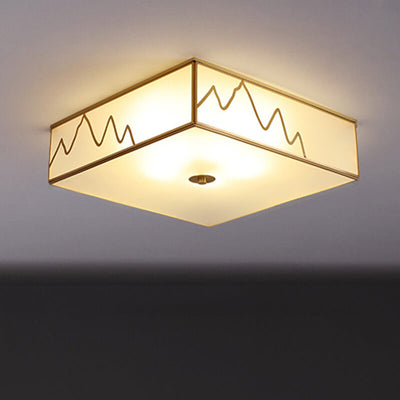 Moderne quadratische 3-Licht-Chinesische Elemente-Unterputzbeleuchtung 