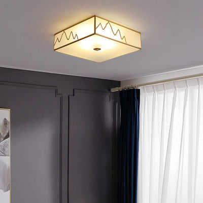 Modern Square 3-Ligth Chinese Elements Flush Mount Lighting