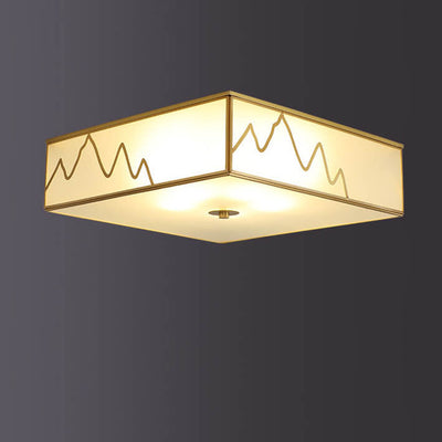 Modern Square 3-Ligth Chinese Elements Flush Mount Lighting