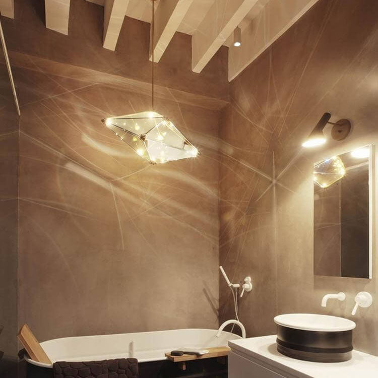 Nordic Diamond-shaped Glass 1-Light LED Pendant Light