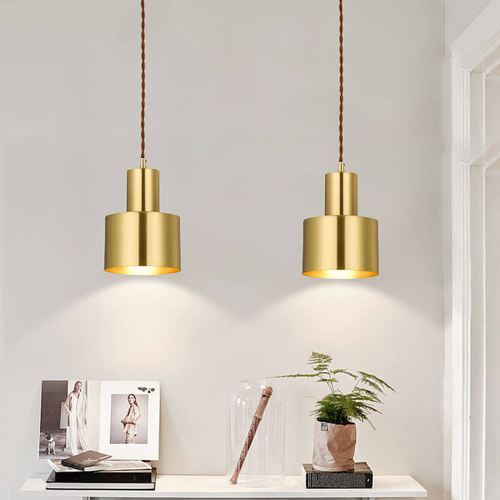Luz colgante geométrica de 1 luz de hierro dorado 