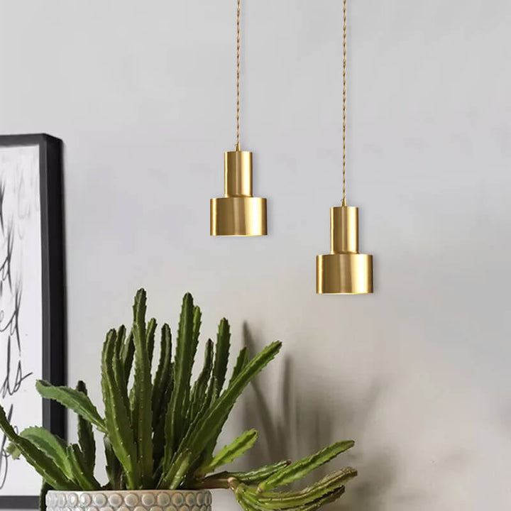 Luz colgante geométrica de 1 luz de hierro dorado 