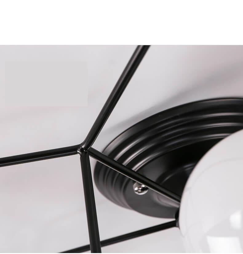Wrought Iron 5-Light Pentagram Shaped Semi-Flush Mount Lighting