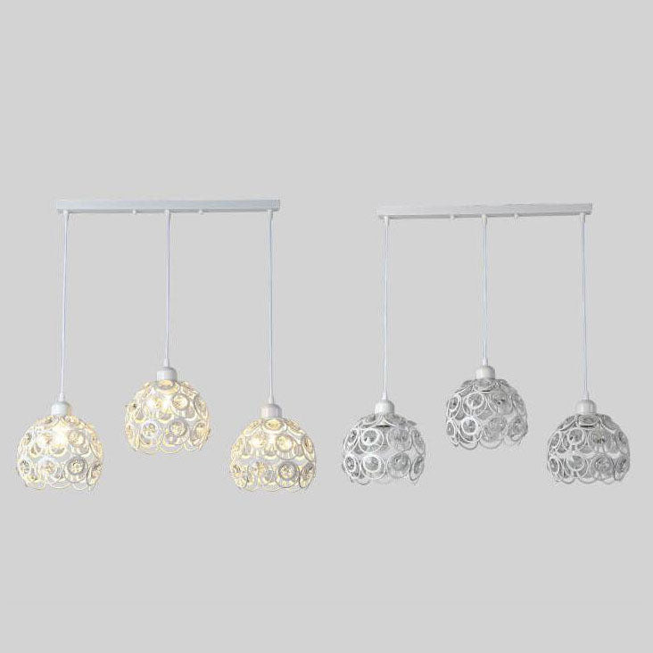 Kronleuchter aus Schmiedeeisen mit Kristallkugeln, 3 Lichter, 2 Designs 