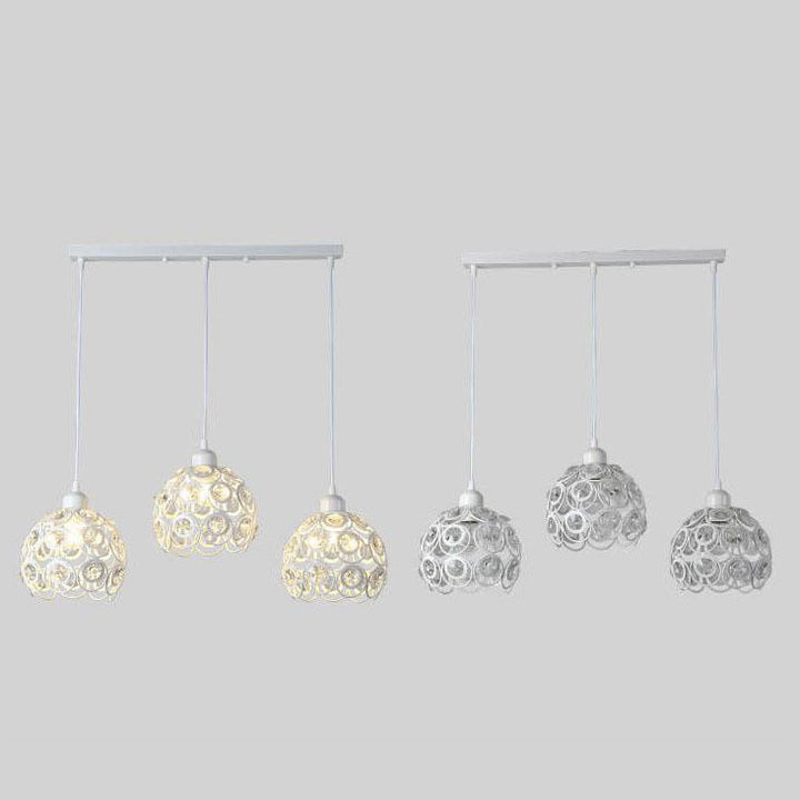 Kronleuchter aus Schmiedeeisen mit Kristallkugeln, 3 Lichter, 2 Designs 