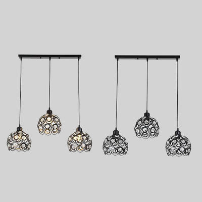 Wrought Iron Crystal Ball 3-Light Chandeliers 2 Design