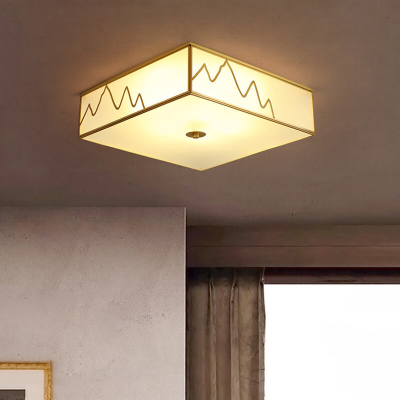 Modern Square 3-Ligth Chinese Elements Flush Mount Lighting