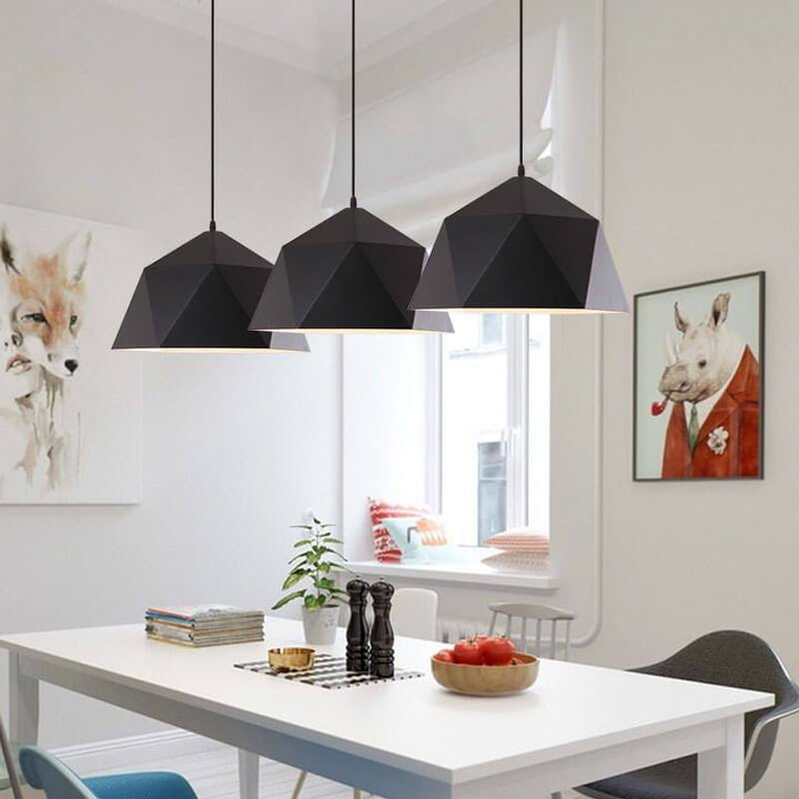 Contemporary Nordic Wrought Iron Irregular 1-Light Dome Pendant Light For Living Room