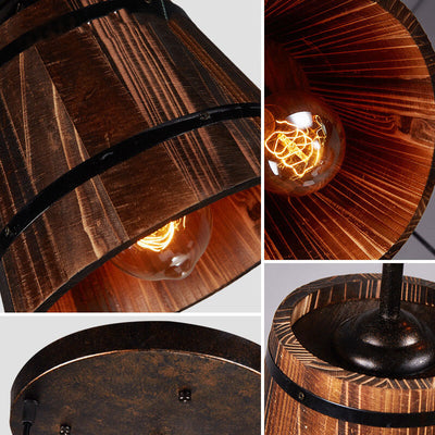 Rustic 3-Light Wooden Barrel Chandeliers