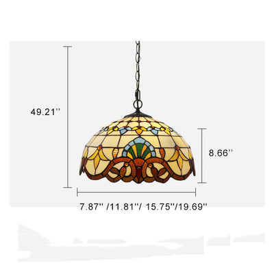 Tiffany Stained Glass 1-Light Bowl Shape Pendant Light