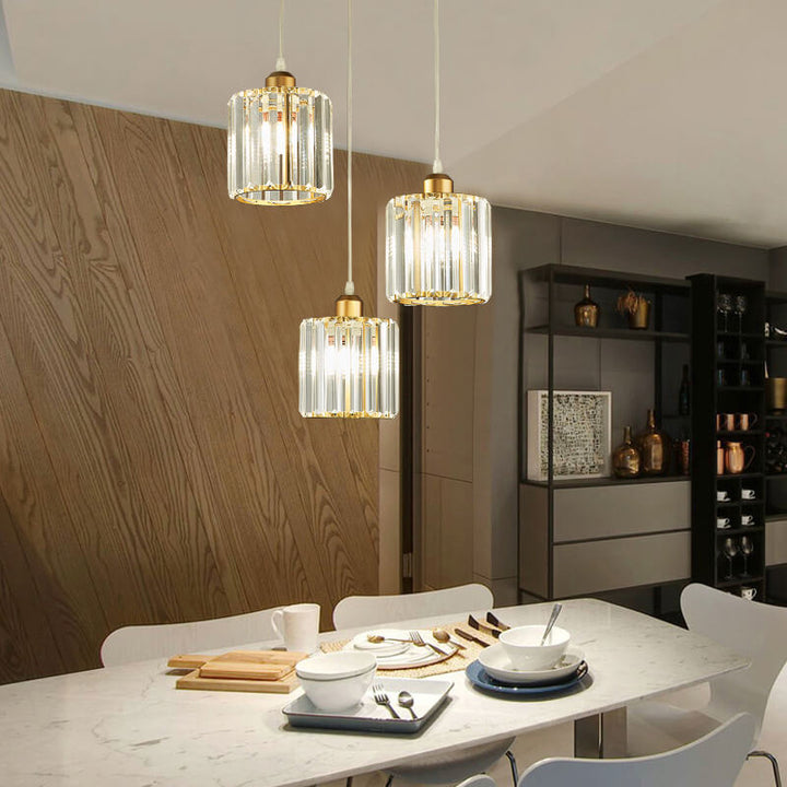 Moderner luxuriöser runder Kronleuchter aus Eisen und Kristall mit 3-flammigem zylindrischem Glasdesign für das Wohnzimmer 