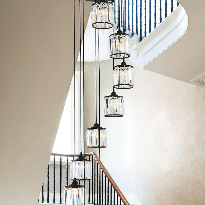 Modern Luxury Cylindrical Jar Iron Crystal 3-Light Chandelier For  Dining Room